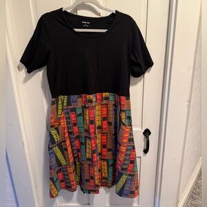 Colorful Svaha Book Print Dress - L